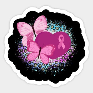 Breast Cancer Awareness Ribbon And Butterflies Sticker